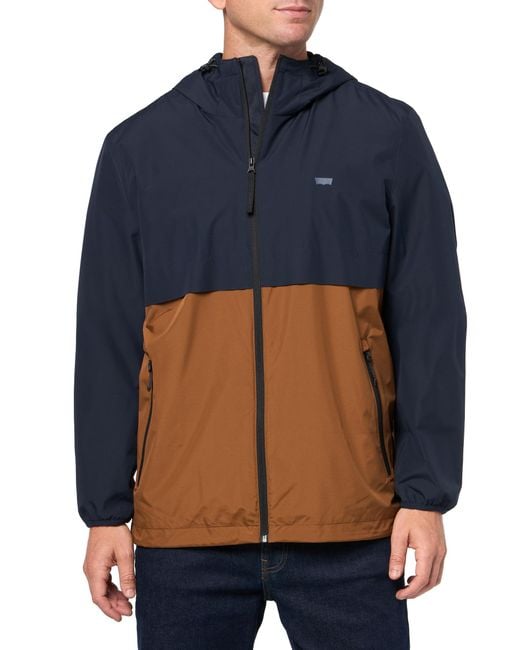 Levi's Men's Blue Hooded Rain Jacket Windbreaker