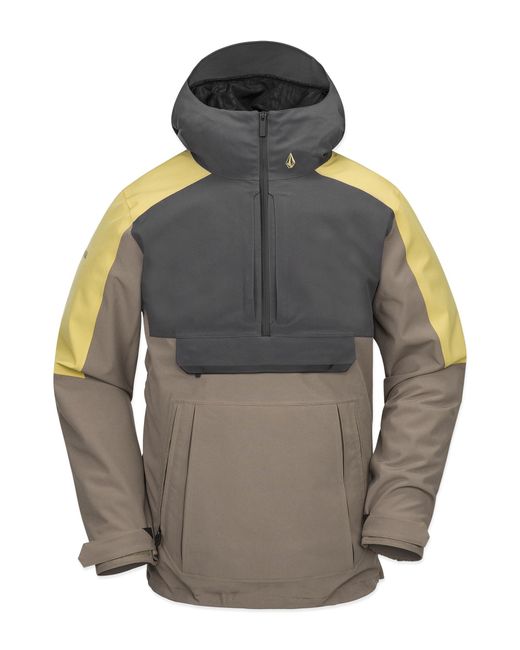 Volcom Gray Brighton Pullover Anarok Hooded Snowboard Jacket for men