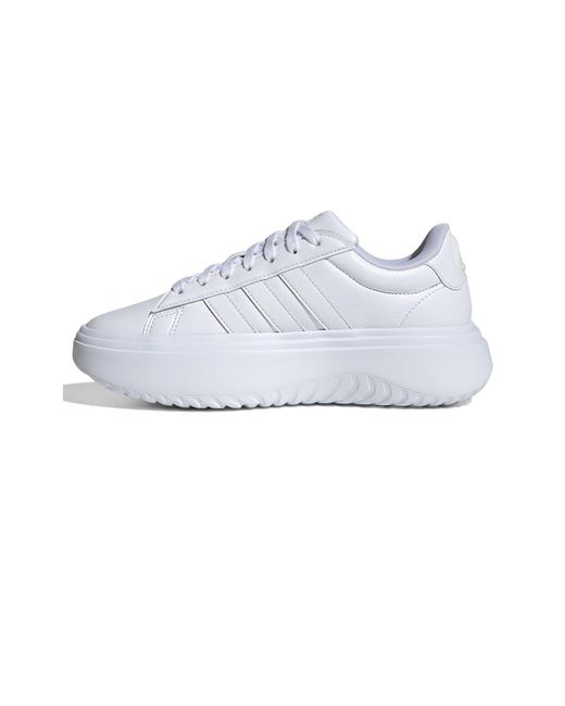 Adidas White Grand Court Platform Sneaker