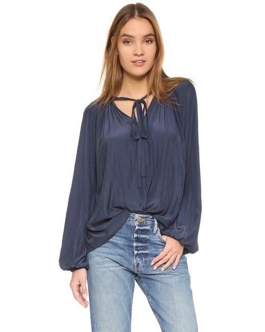 Ramy Brook Paris Long Sleeve Top in Blue | Lyst