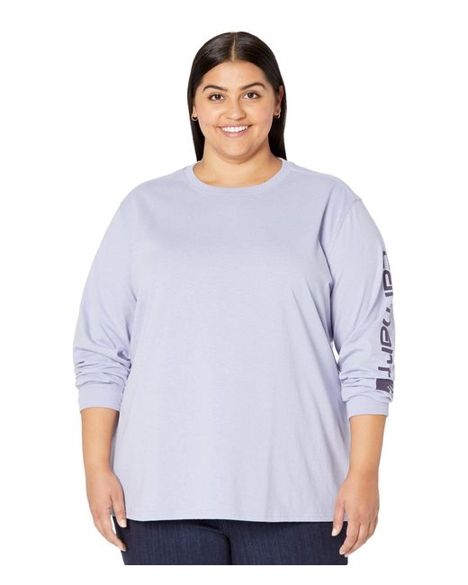 Carhartt Blue Plus Size Loose Fit Long Sleeve Graphic T-shirt