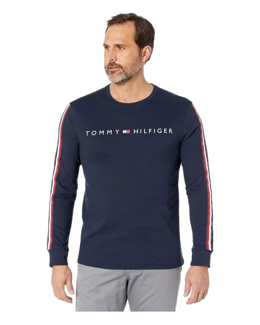 Tommy Hilfiger Long Sleeve Cotton T Shirt in Blue for Men Save 19 Lyst