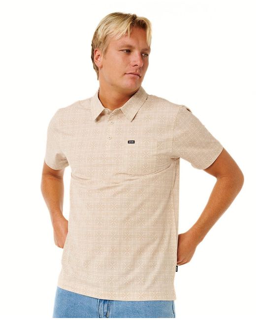 Rip Curl White Session Aerotech Short Sleeve Polo Shirt for men