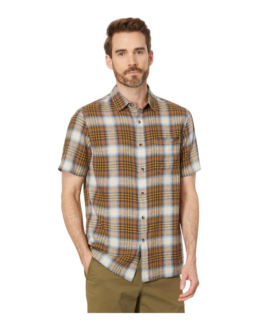 Pendleton Brown Short Sleeve Dawson Linen Shirt for men