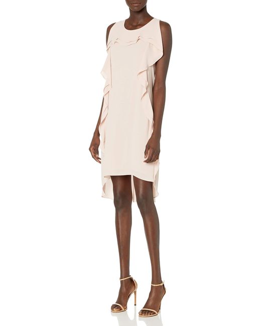 bcbg asymmetrical ruffle halter dress