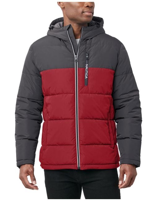 Nautica Red Hooded Parka Jacket for men