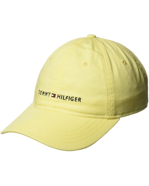 Tommy Hilfiger Logo Dad Baseball Cap in Yellow for Men - Lyst