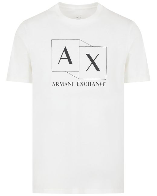 Emporio Armani White A | X Armani Exchange Slim Fit Mercerized Cotton Jersey Ax Box Logo Tee for men