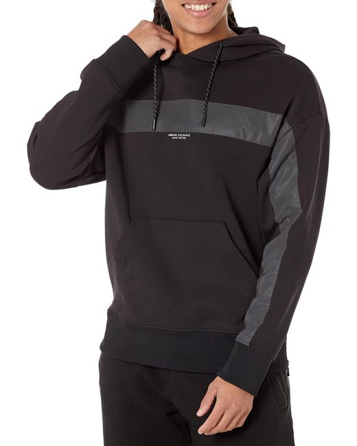 Armani Exchange | Mens Reflective Stripe Logo Hooded Swetshirt in Black for  Men | Lyst