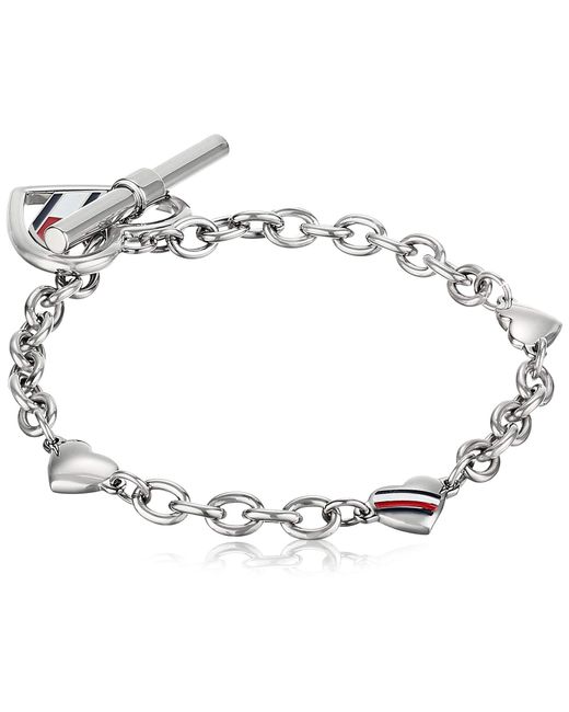 Tommy Hilfiger Jewelry Stainless Steel Open Heart Toggle Bracelet in Silver  (Metallic) - Save 3% - Lyst