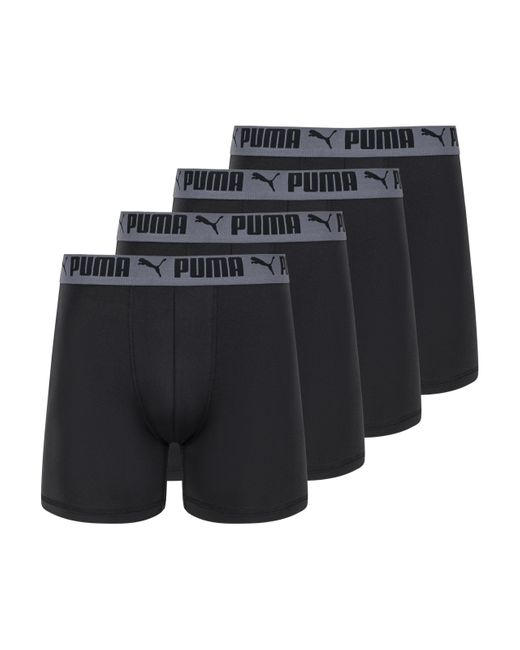 PUMA Black 4 Pack Active Stretch Boxer Briefs for men