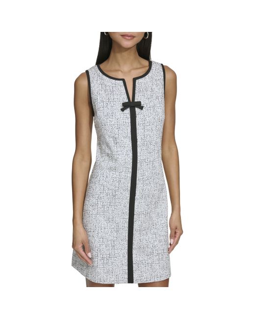 Karl Lagerfeld Blue Paris V Neck Sleeveless Bow A Line Dress