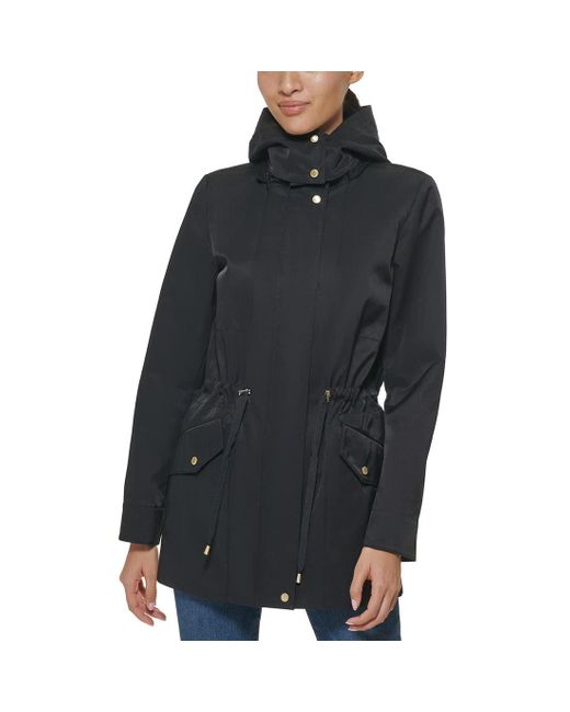 Cole Haan Black Adjustable Rain Short Coat