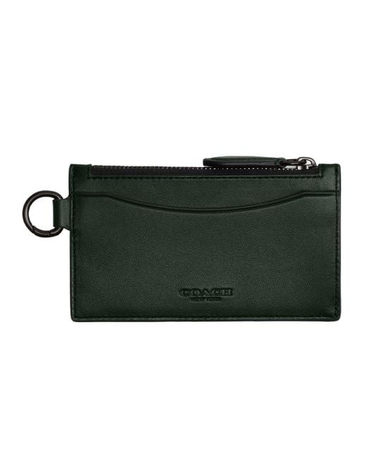 COACH Green S Zip Card Case In Burnished Leather for men