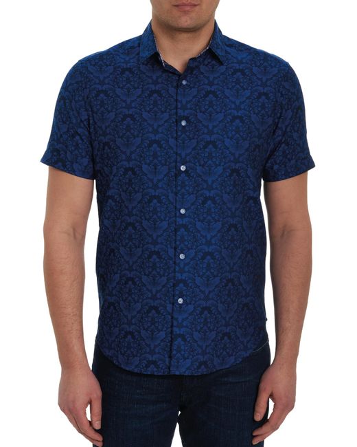 Robert Graham Blue Bayview Short-sleeve Button-down Shirt for men