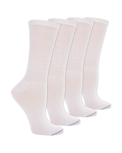 Dr. Scholls Pink Guaranteed Comfort Diabetic And Circulatory Crew 4 Pack Socks,white