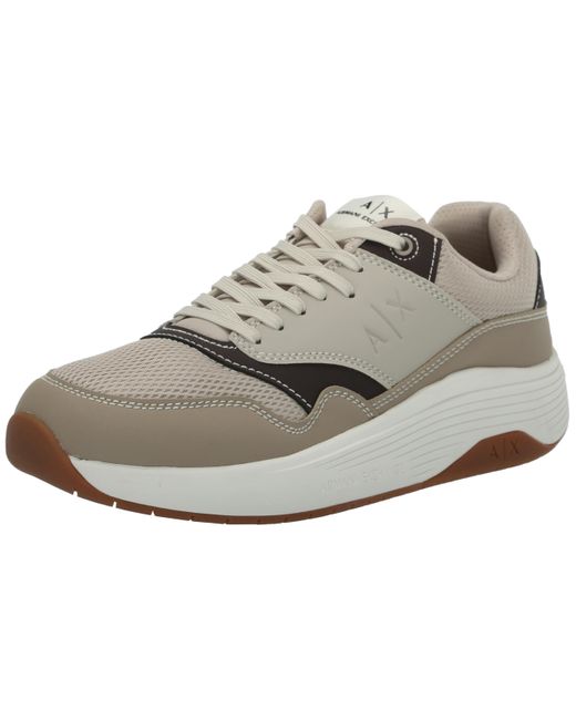 Emporio Armani Metallic A | X Armani Exchange Chunky Sole Leather & Mesh Lace Up Sneaker for men