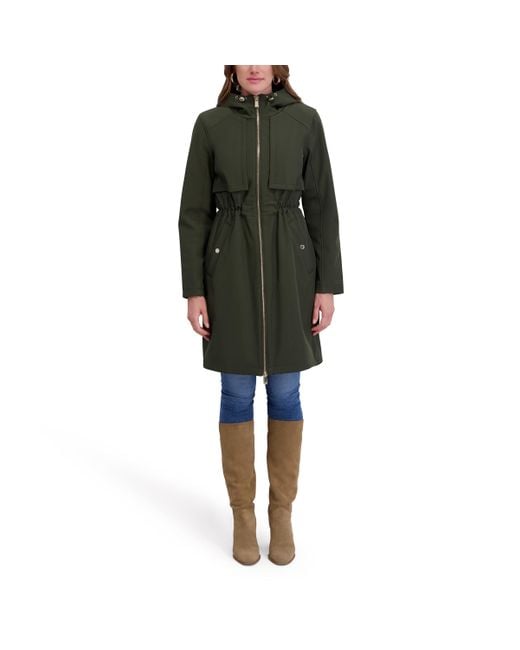 Kensie Women's Green Outerwear Hooded Softshell Water Resistant Jacket