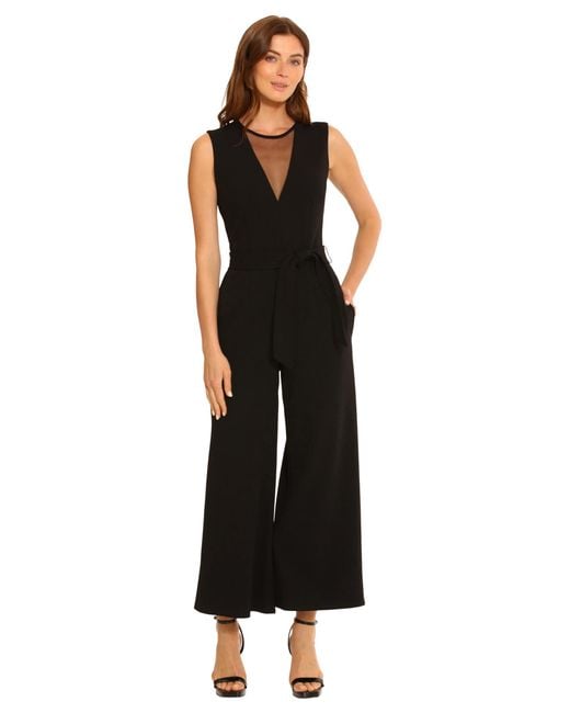Maggy London Black Illusion Jumpsuit Occasion Event Party Guest Of Wedding