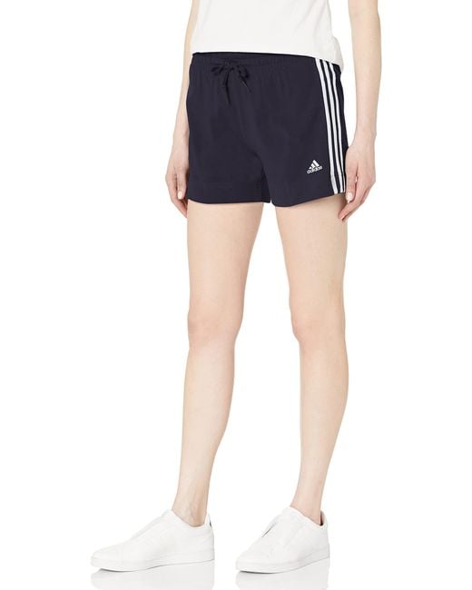 Adidas Blue Womens Essentials Slim 3-stripes Shorts