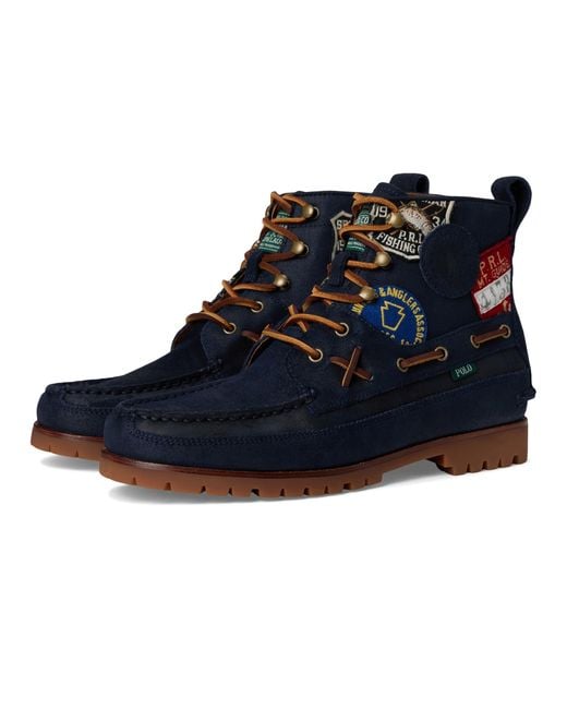 Polo Ralph Lauren Men's Blue Ranger Mid Suede Twill Boots Hunter
