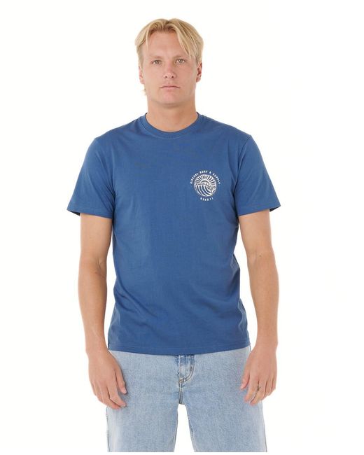 Rip Curl Blue Graphic Short Sleeve Crew Neck T-shirt for men