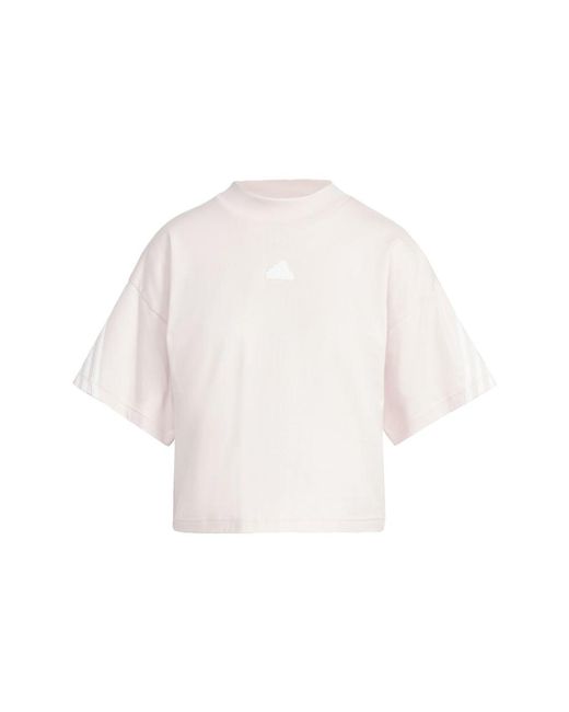 Adidas White Plus Size Future Icon Three Stripes T-shirt