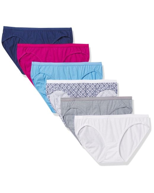 Hanes Blue Ultimate 6-pack Breathable Cotton Hipster Panty