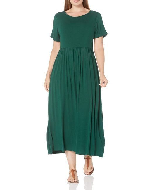 Amazon Essentials Green Plus Size Short-sleeve Waisted Maxi Dress