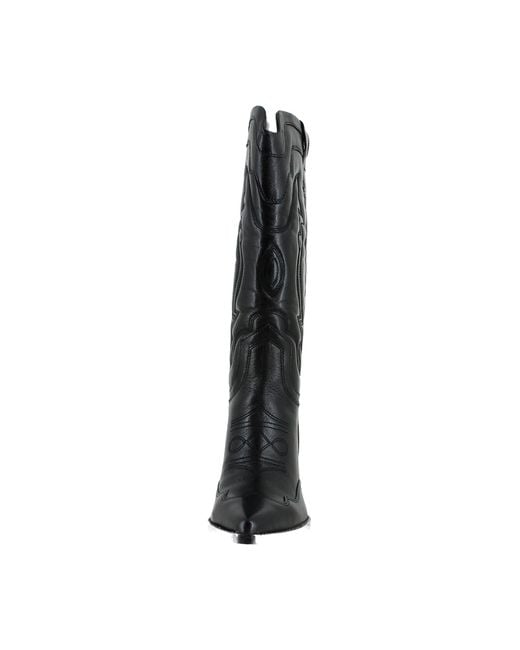 Sam Edelman James Western Boot Black Leather Wide Calf 10.5 Medium