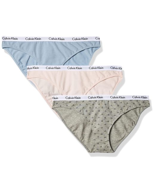 Calvin Klein Gray Carousel Logo Cotton Stretch Bikini Panties