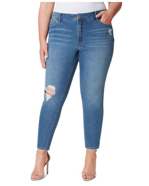 Jessica Simpson Blue Plus Size Adored Curvy High Rise Ankle Skinny