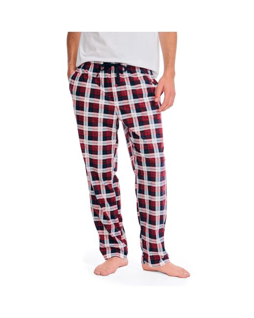 Nautica Red Sustainably Crafted Plaid Fleece Sleep Pant for men