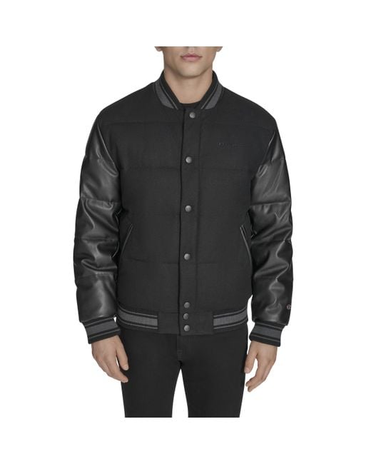 Champion Men's Black Varsity Bomber Puffer Jacket