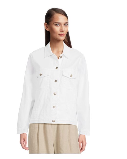 Eileen Fisher White Jean Jacket