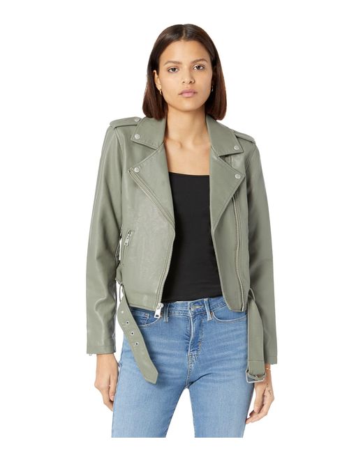 Levi's Green Faux Leather Belted Motorcycle Jacket