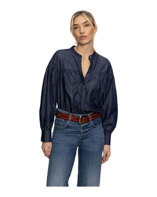 Sanctuary Blue S Personal Best Blouse Moonshadow Large