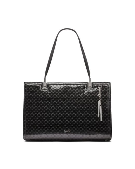 Calvin Klein Black Nova Triple Compartment Chain Tote