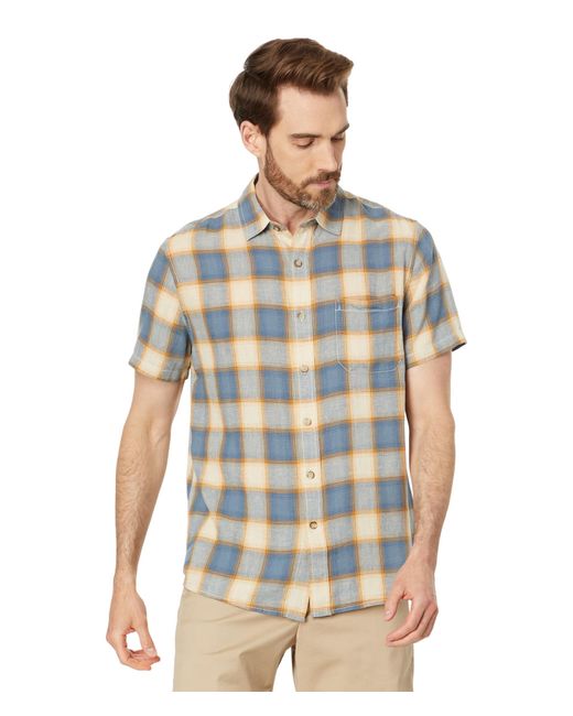 Pendleton Blue Short Sleeve Dawson Linen Shirt for men