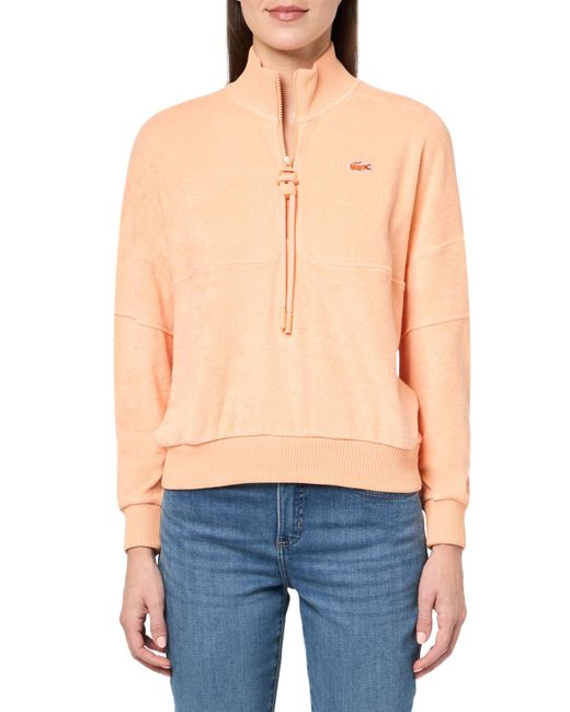 Lacoste Blue 's Oversize High Neck Zipped Fleece Sweatshirt