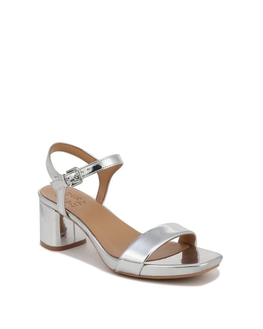 Naturalizer Metallic Izzy Ankle Straps ( Faux Leather) Sandals