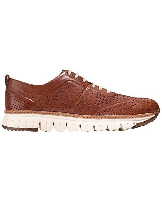 Cole Haan Brown Men's Zerogrand Perforated Leather Sneakers for men