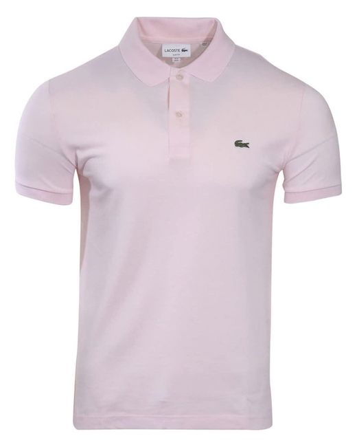 Lacoste Pink Classic Pique Slim Fit Short Sleeve Polo Shirt for men
