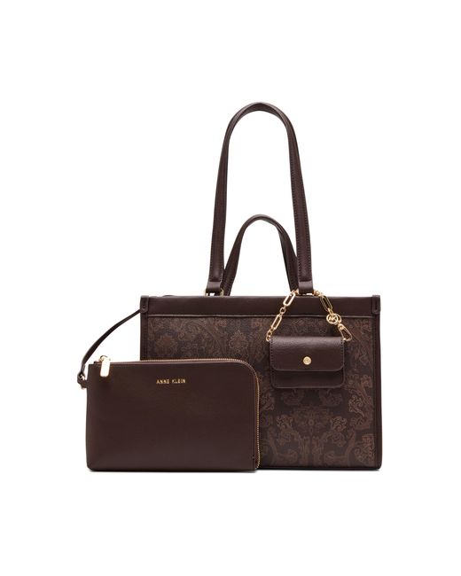 Anne Klein Brown Double Handle Bonded Tote
