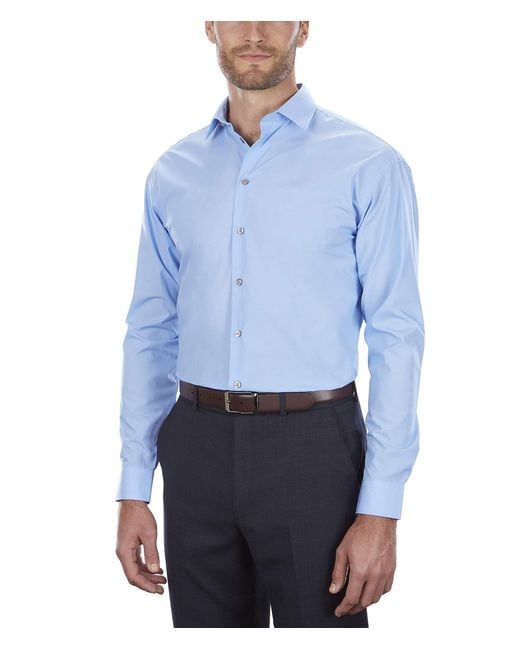 Kenneth Cole Blue Unlisted By Mens Regular Fit Solid Dress Shirt for men