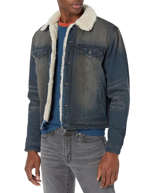 Guess Dillon Sherpa Denim Jacket in Blue for Men - Lyst