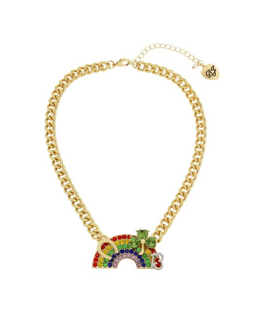 Betsey Johnson Metallic S Lucky Rainbow Pendant Necklace