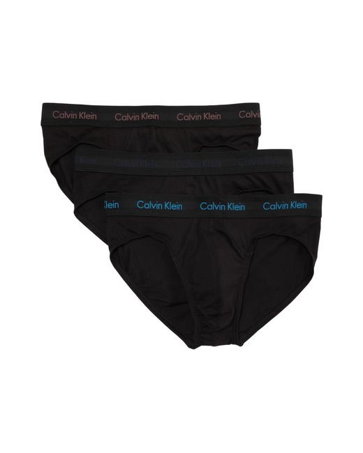 Calvin Klein Black Cotton Stretch 3-pack Hip Brief for men