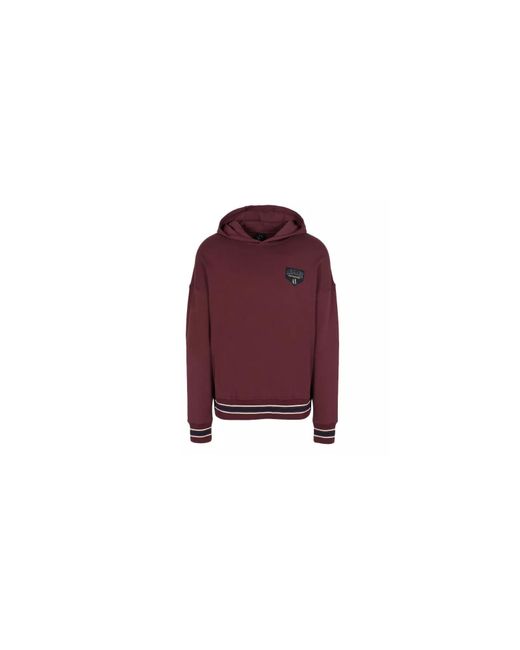 Emporio Armani Red A | X Armani Exchange Collegiate Capsule Cotton French Terry Logo Patch Pullover Hoodie Sweatshirt for men