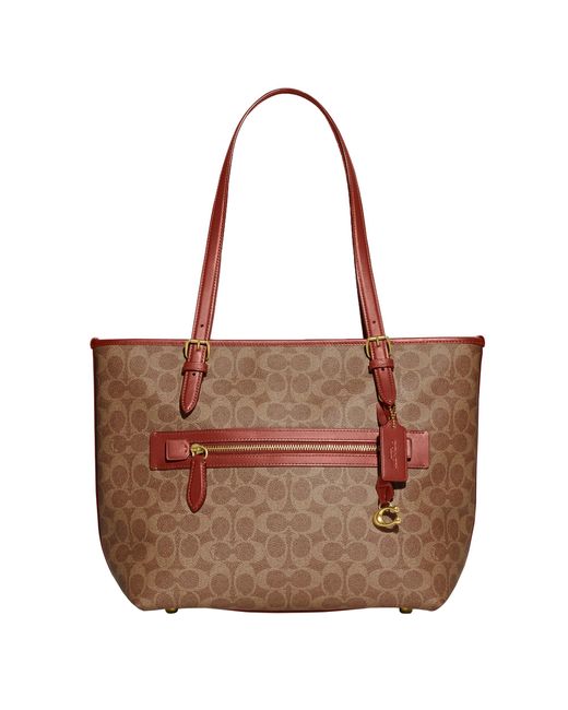 COACH Brown Coated Canvas Signature Taylor Tote Tan Rust One Size